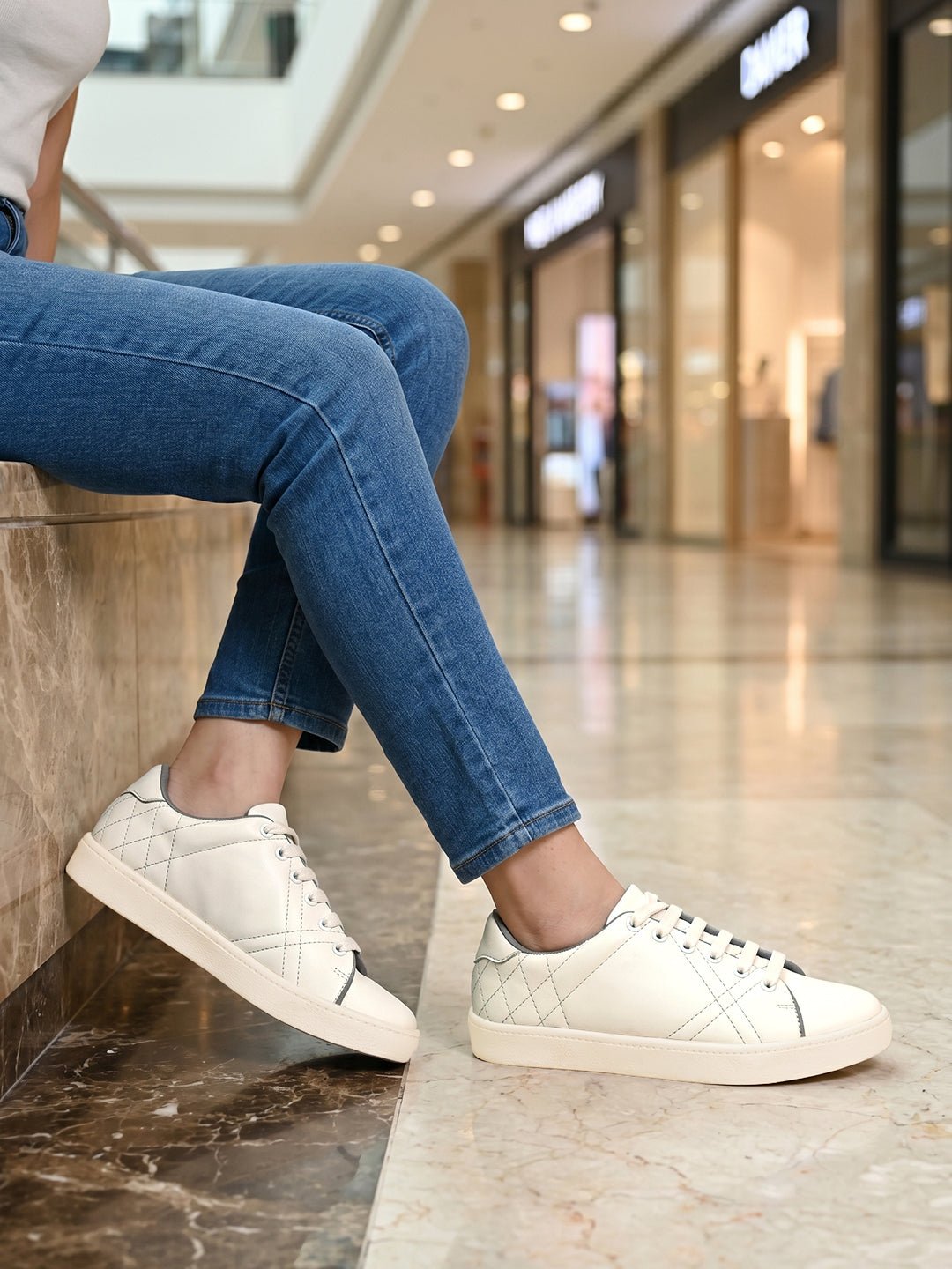 Shop Rocia By Regal White Women Quilted Sneakers Online