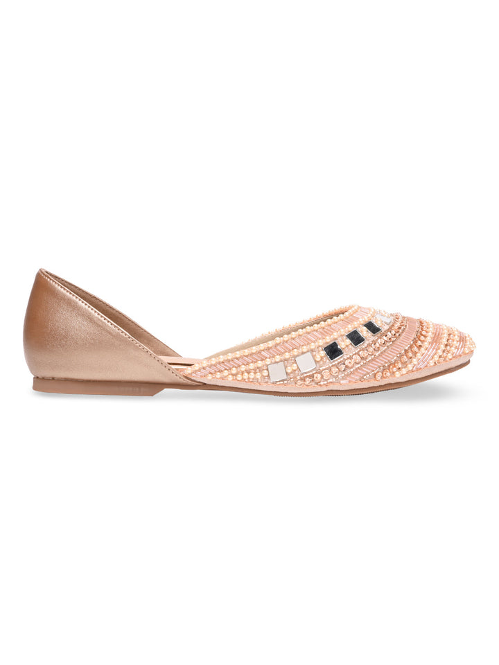 Rocia By Regal Rose Gold Women Embroidered Mojaris