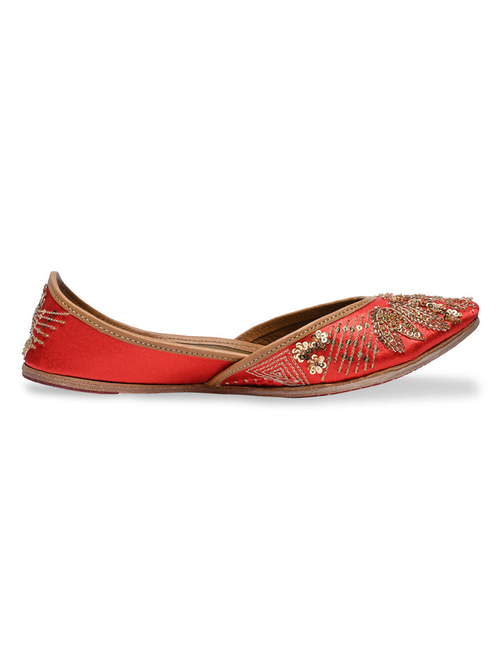 Rocia By Regal Red Women Embroidered Jutties