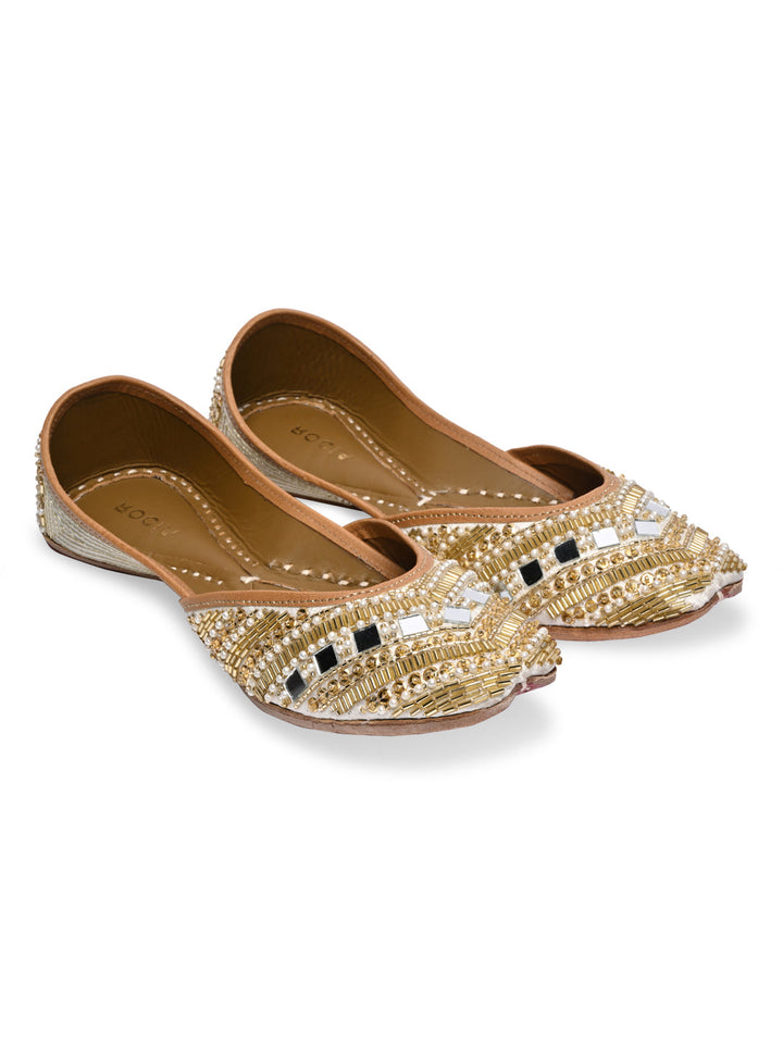 Rocia By Regal Ivory Women Embroidered Jutties