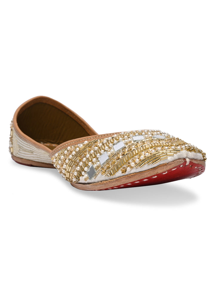 Rocia By Regal Ivory Women Embroidered Jutties