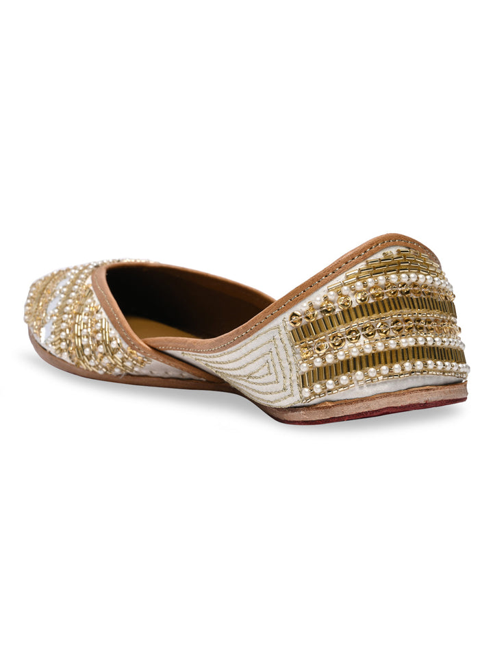 Rocia By Regal Ivory Women Embroidered Jutties