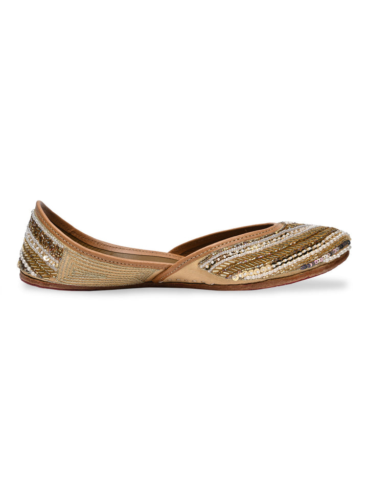 Rocia By Regal Gold Women Embroidered Jutties