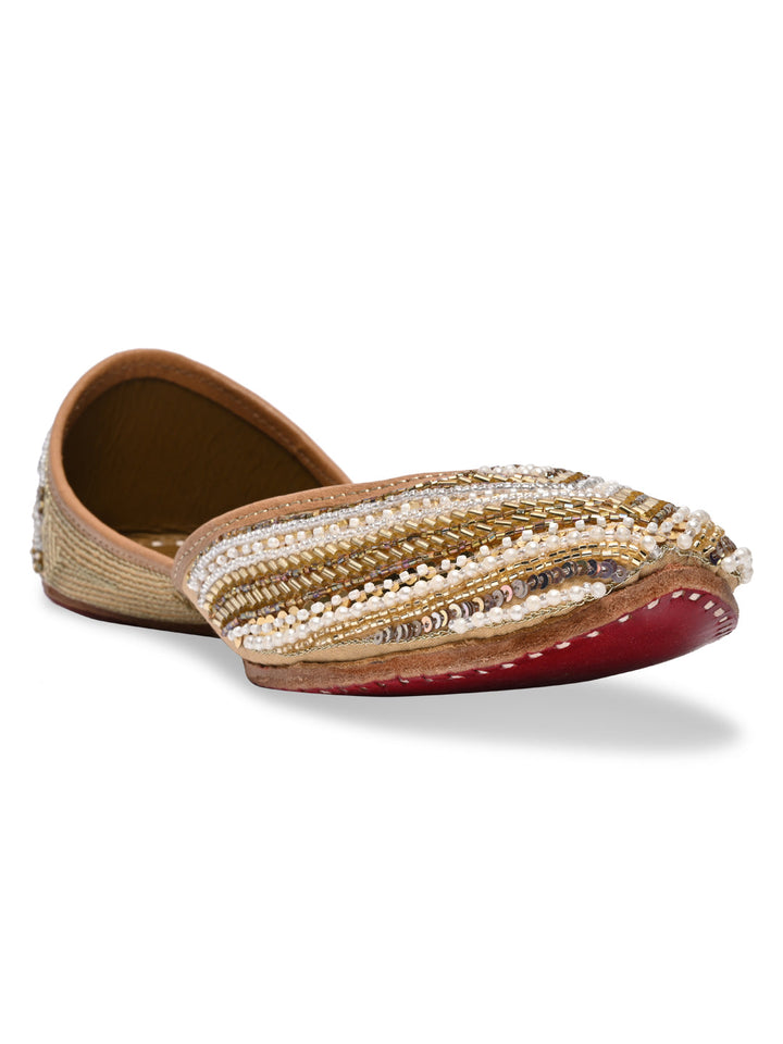 Rocia By Regal Gold Women Embroidered Jutties