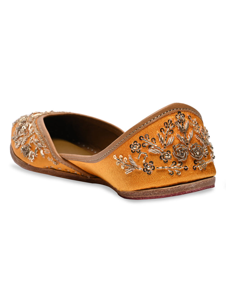 Rocia By Regal Mustard Women Embroidered Jutties