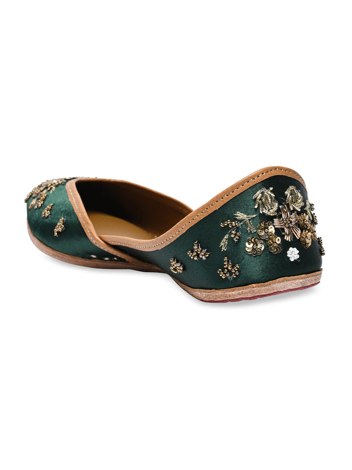 Rocia By Regal Green Women Embroidered Jutties