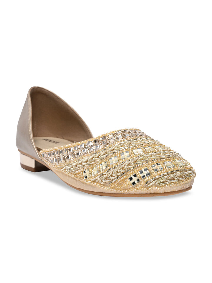 Rocia By Regal Gold Women Mirror Work Mojaris