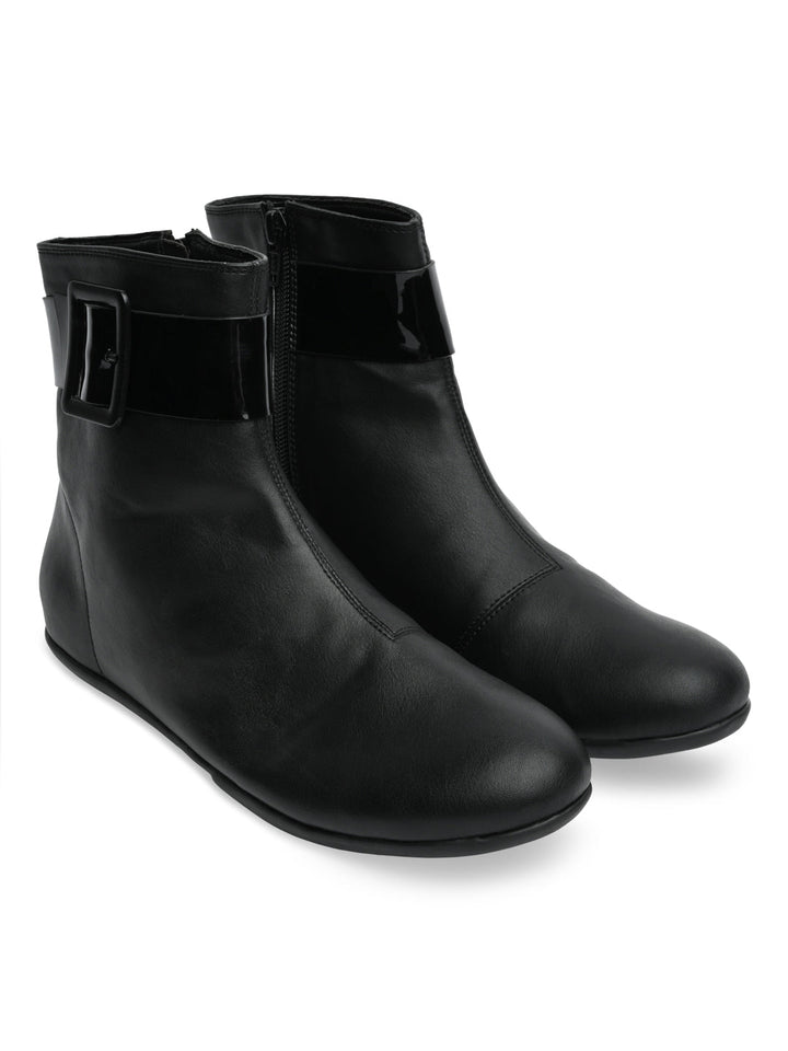 Rocia By Regal Black Women Ankle Length Flat Boots