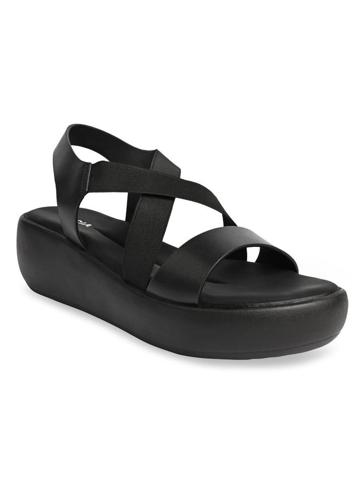 Shop Rocia By Regal Black Women Smart Casual Platform Sandals Online