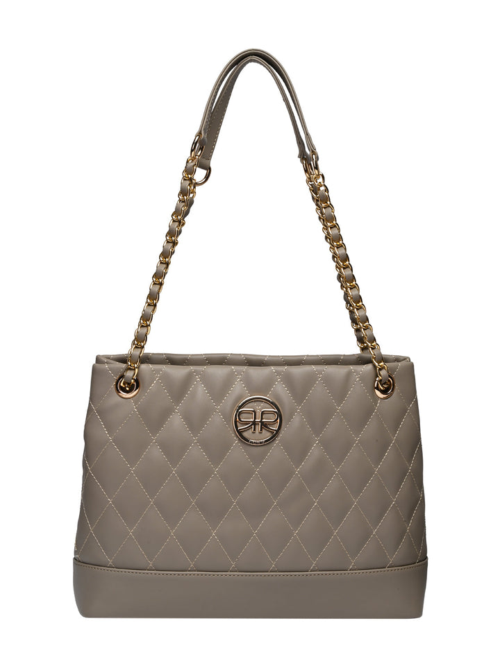 Rocia By Regal Taupe Women Quilted Shoulder Handbag