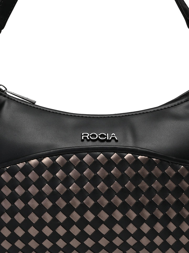 Rocia By Regal Black Women Woven Shoulder Bag