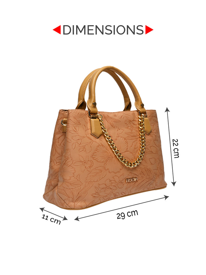 Rocia By Regal Yellow Women Flower Embossed Handbag