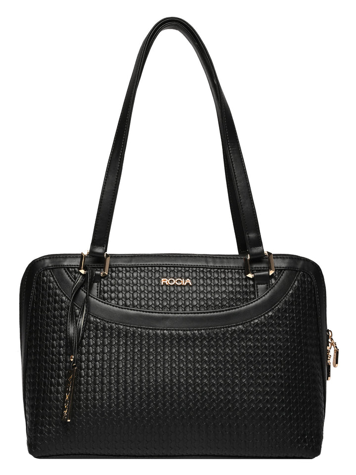 Rocia By Regal Black Women Woven Textured Shoulder Bag