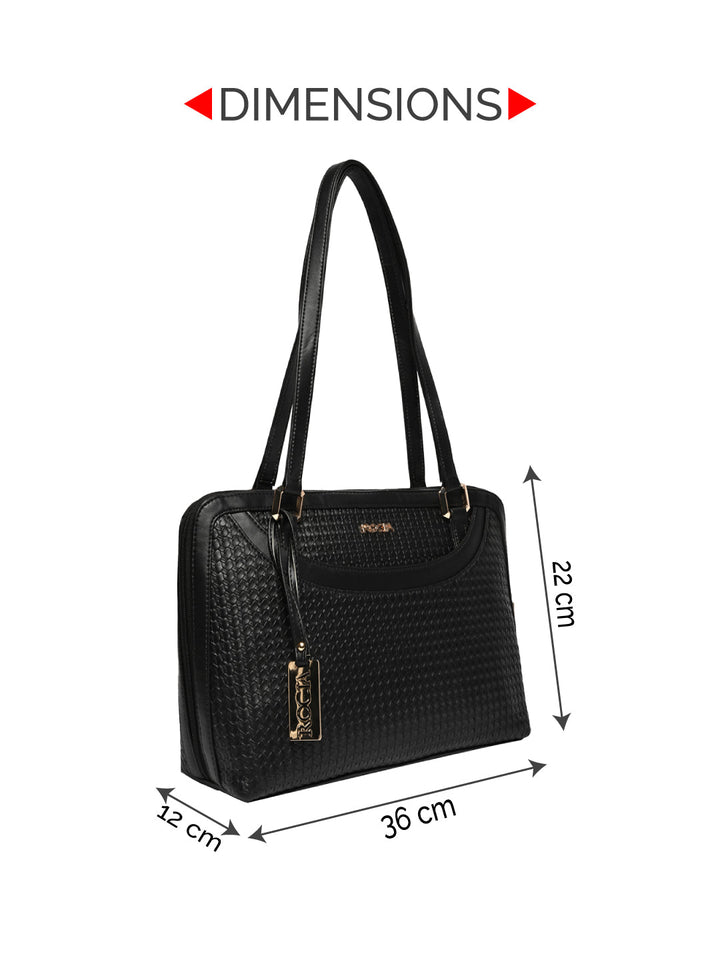 Rocia By Regal Black Women Woven Textured Shoulder Bag