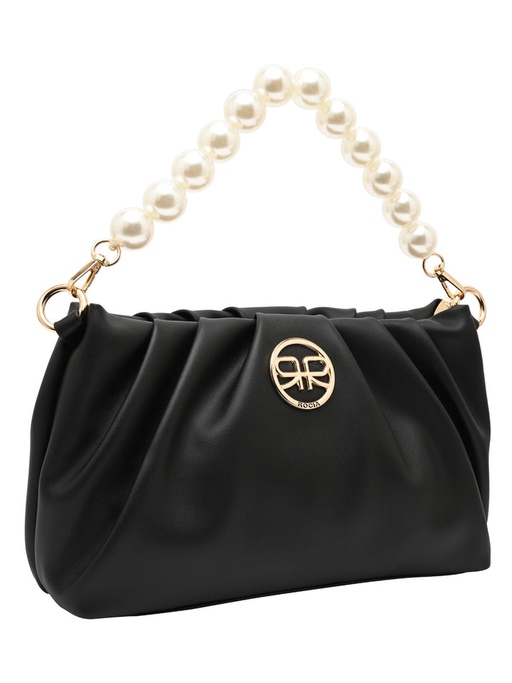 Rocia By Regal Black Women Pearl Handle Bag