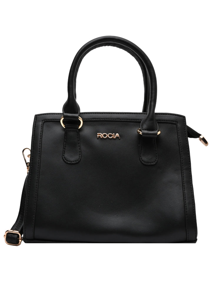 Rocia By Regal Black Women Flower Patterned Self Handbag
