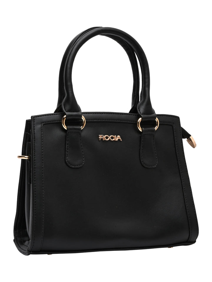 Rocia By Regal Black Women Flower Patterned Self Handbag