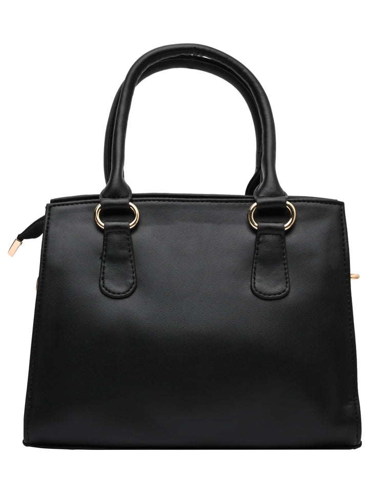 Rocia By Regal Black Women Flower Patterned Self Handbag