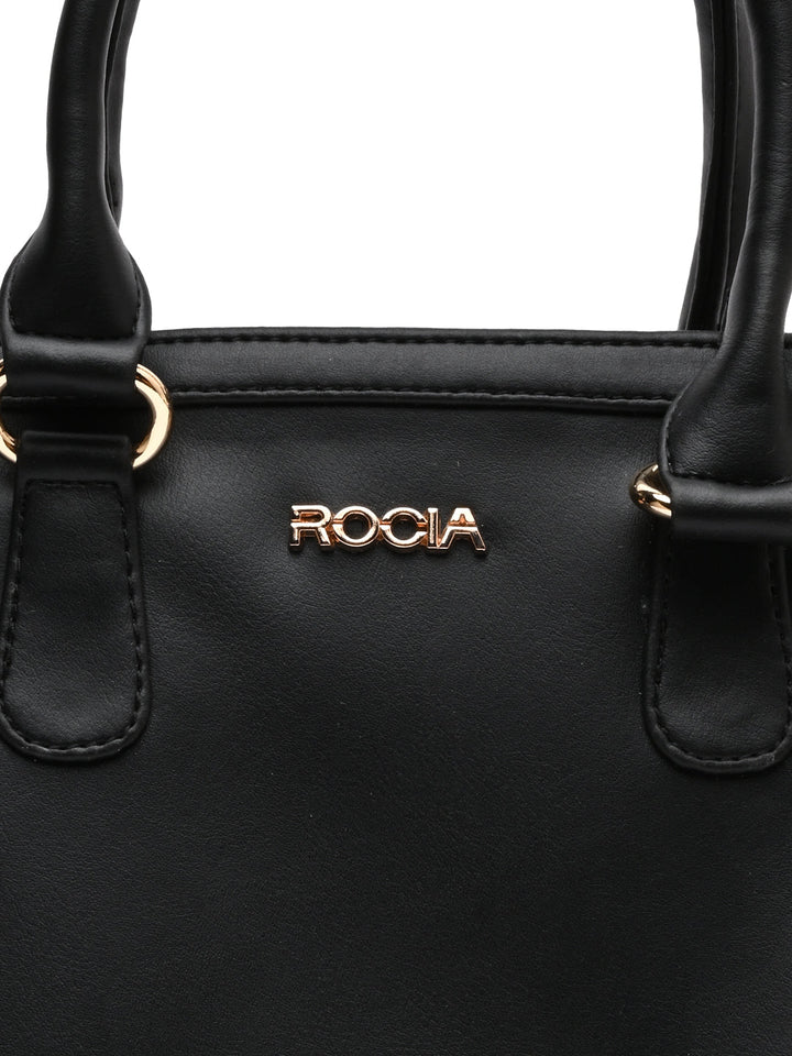 Rocia By Regal Black Women Flower Patterned Self Handbag