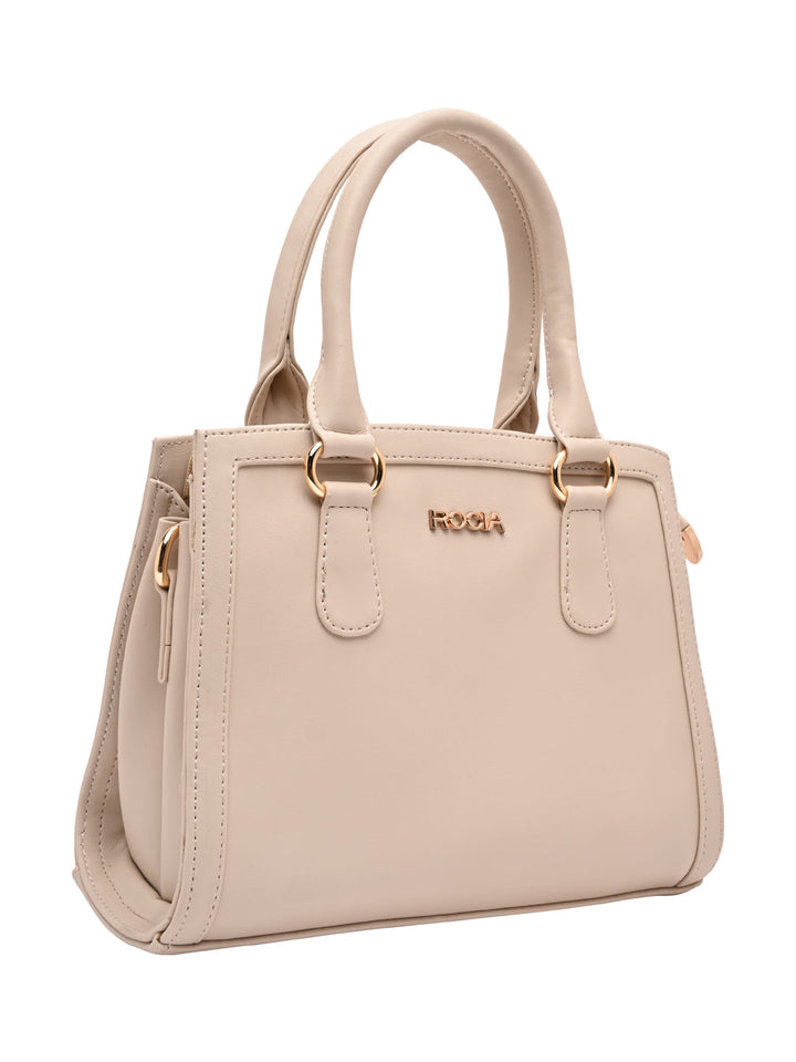 Rocia By Regal Cream Women Flower Patterned Self Handbag