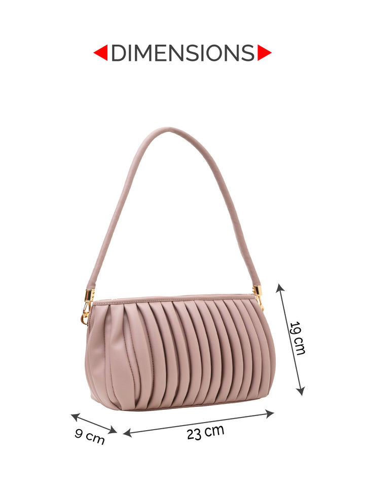 Rocia By Regal Nude Women Solid Pleated Shoulder Bag