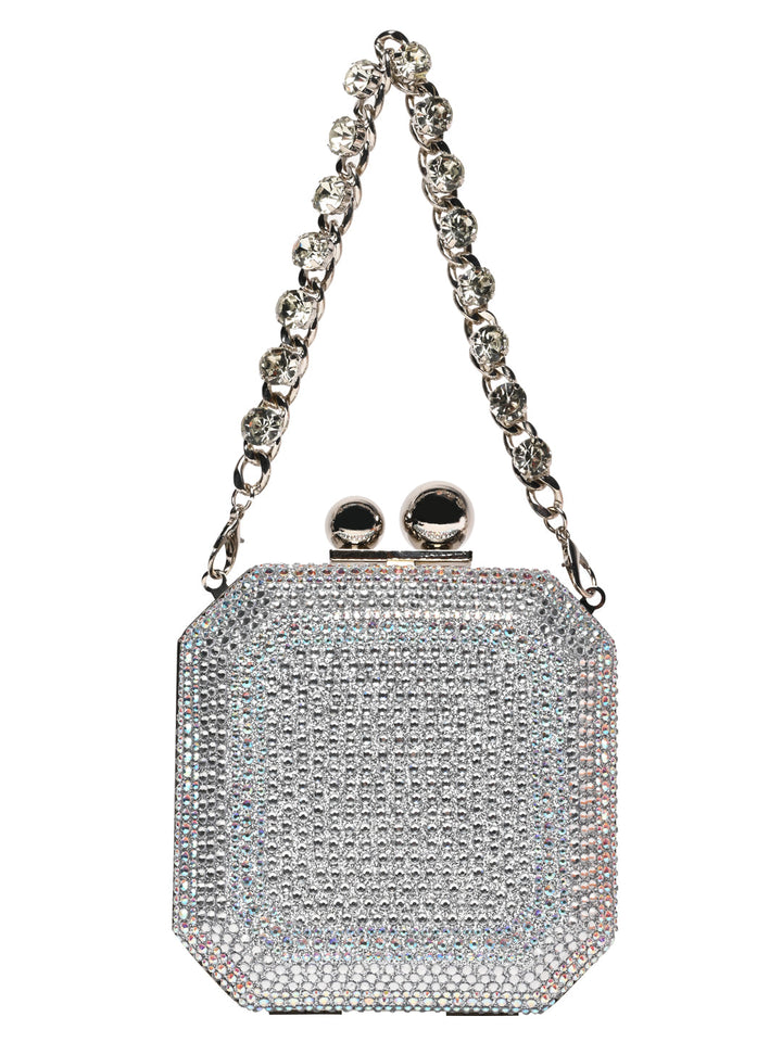 Rocia By Regal Silver Women Diamond Encrusted Metal Clutch