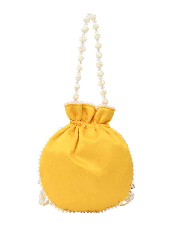 Rocia By Regal Yellow Women Embroidered Potli