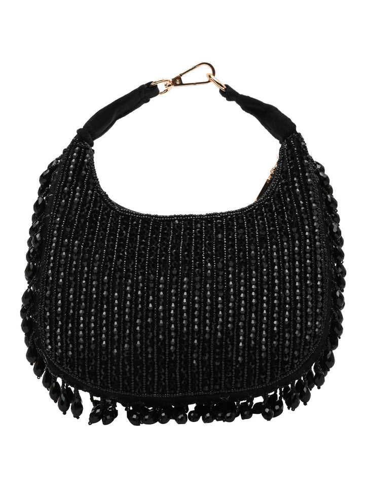 Rocia By Regal Black Women Crystal Work Handbag