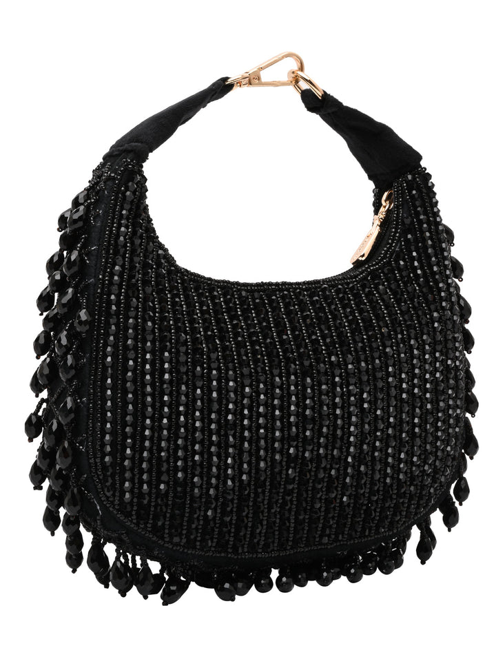 Rocia By Regal Black Women Crystal Work Handbag