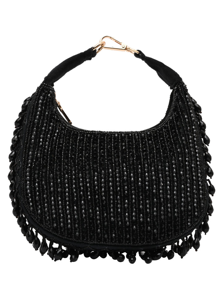 Rocia By Regal Black Women Crystal Work Handbag
