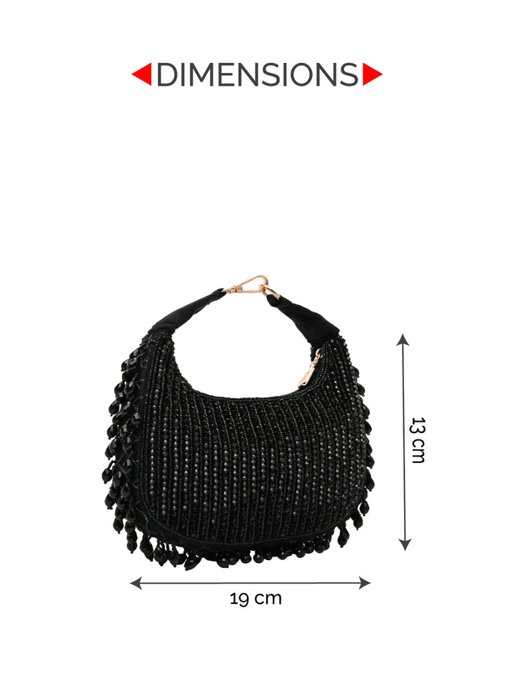 Rocia By Regal Black Women Crystal Work Handbag