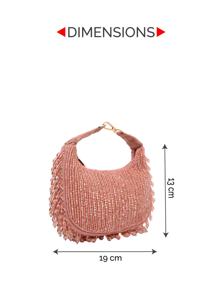 Rocia By Regal Pink Women Crystal Work Handbag