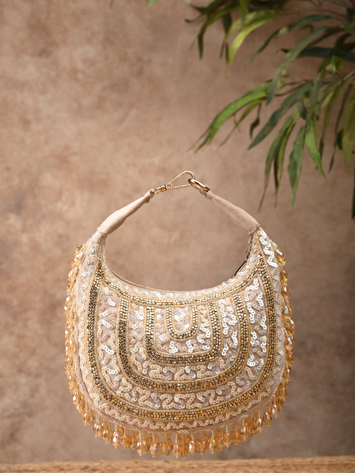Rocia By Regal Golden Women Hand Embroidered Handbag