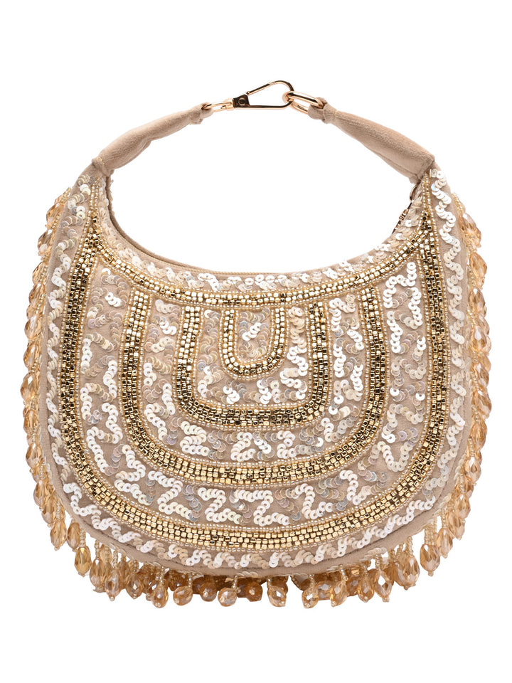 Rocia By Regal Golden Women Hand Embroidered Handbag
