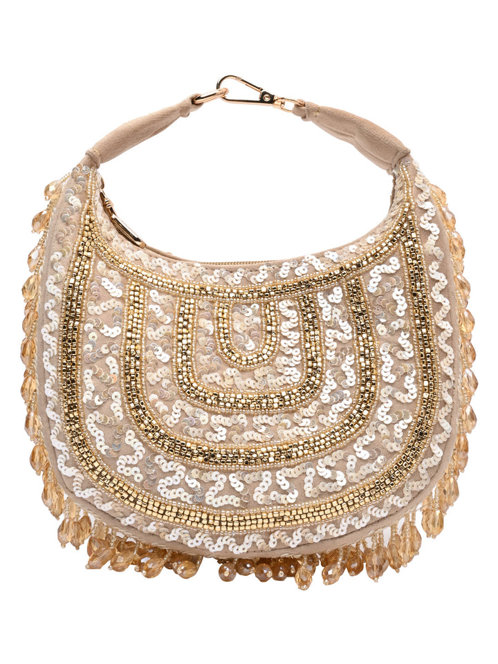 Rocia By Regal Golden Women Hand Embroidered Handbag