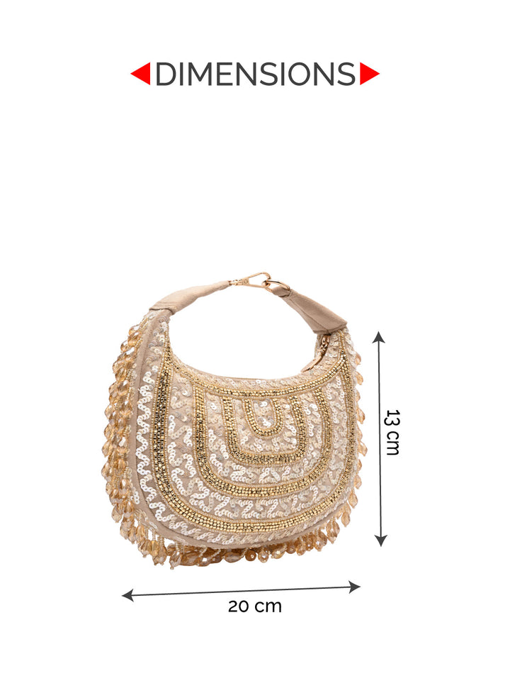 Rocia By Regal Golden Women Hand Embroidered Handbag