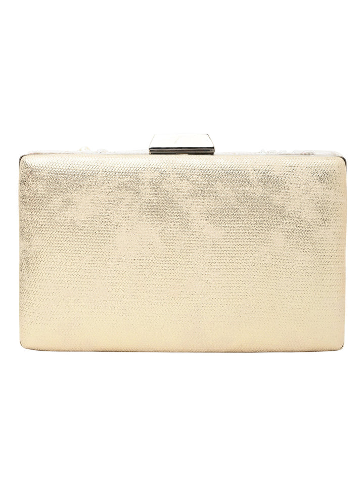 Rocia By Regal Ivory Women Heavy Hand Embroidered Metal Clutch