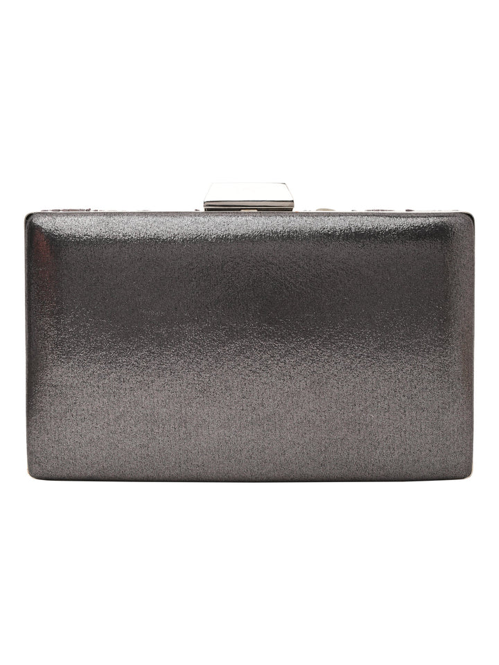 Rocia By Regal Grey Women Mother Of Pearl Hand Embroidered Clutch