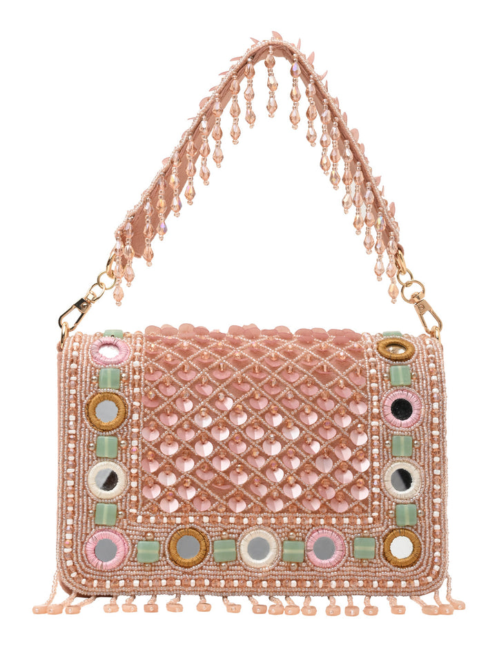 Rocia By Regal Pink Women Heavy Hand Embroidered Bag