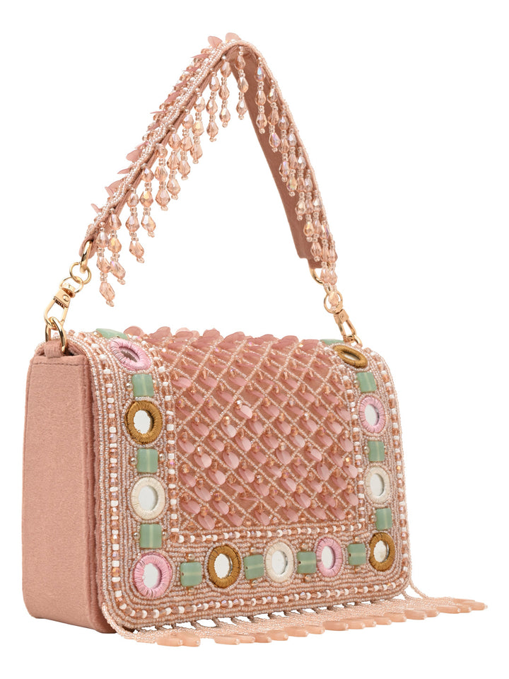 Rocia By Regal Pink Women Heavy Hand Embroidered Bag