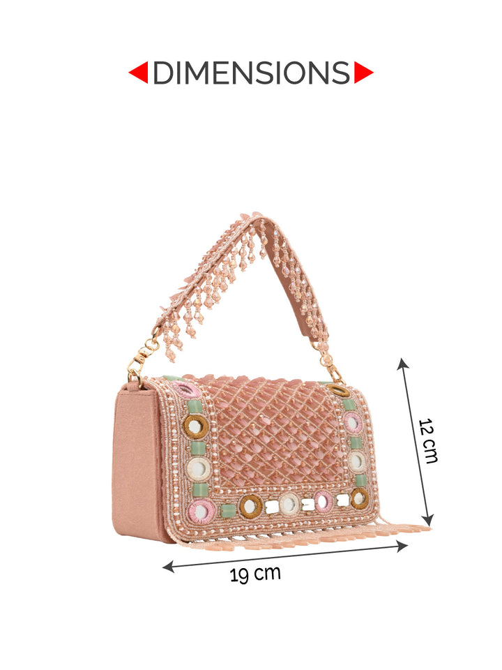 Rocia By Regal Pink Women Heavy Hand Embroidered Bag