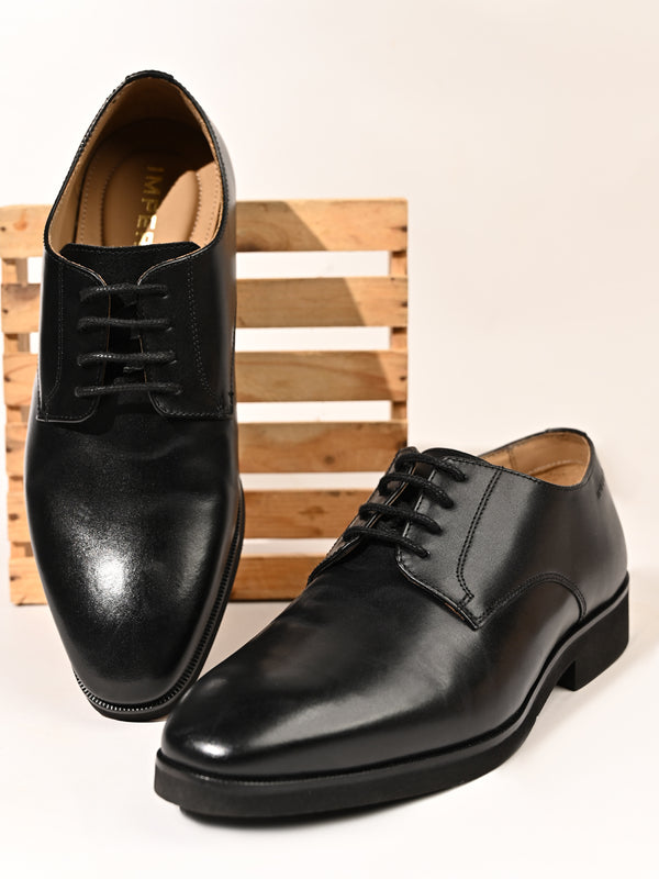 Imperio By Regal Black Mens Classic Xlite Leather Lace Ups