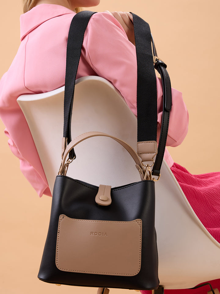 Rocia By Regal Black Women Casual Bucket Bag