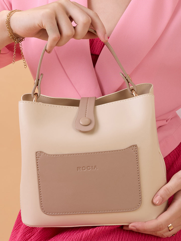 Rocia By Regal Beige Women Casual Bucket Bag
