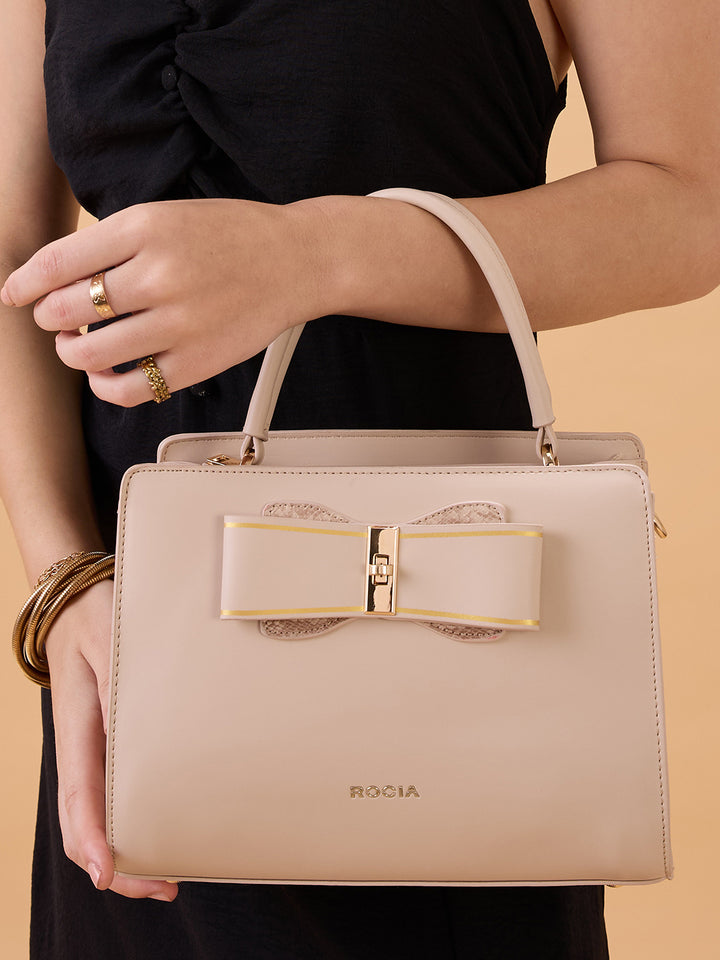 Rocia By Regal Beige Women Smart Bow Embellished Bag