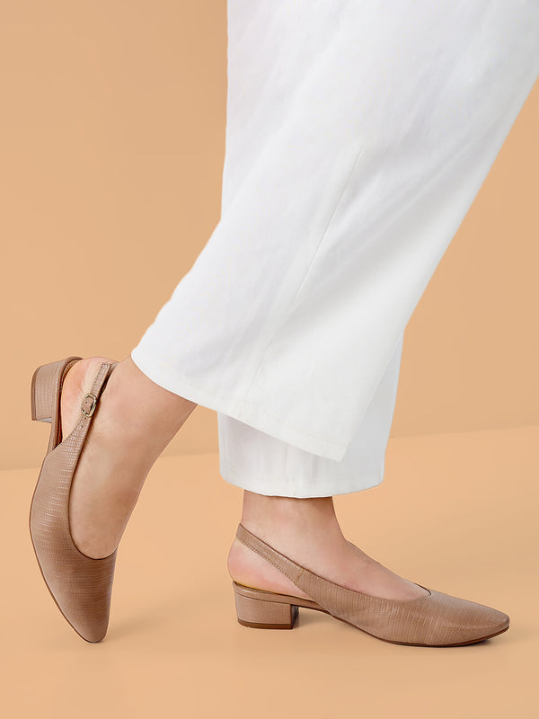 Rocia By Regal Taupe Women Textured Pu Sling Back Sandals