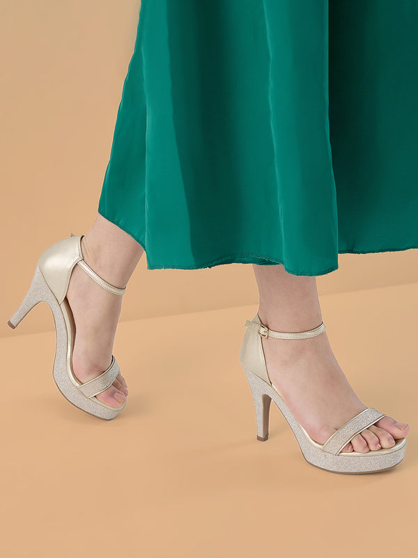 Rocia By Regal Gold Women Ankle Strap High Heel Stiletto