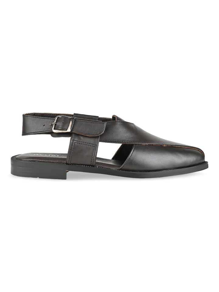 Regal Brown Men Leather Slip On Sandals