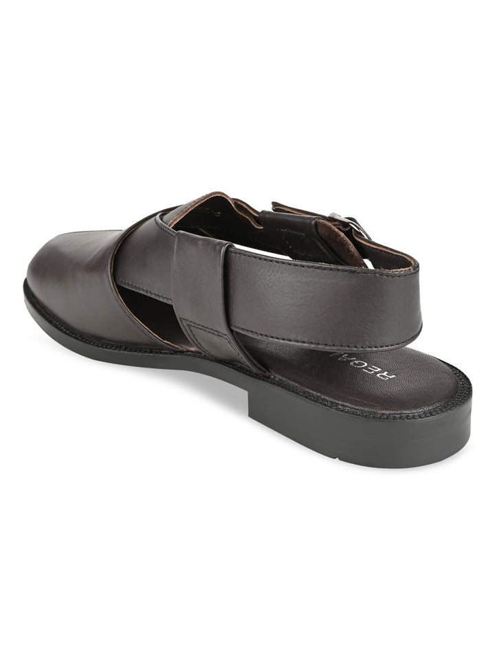 Regal Brown Men Leather Slip On Sandals