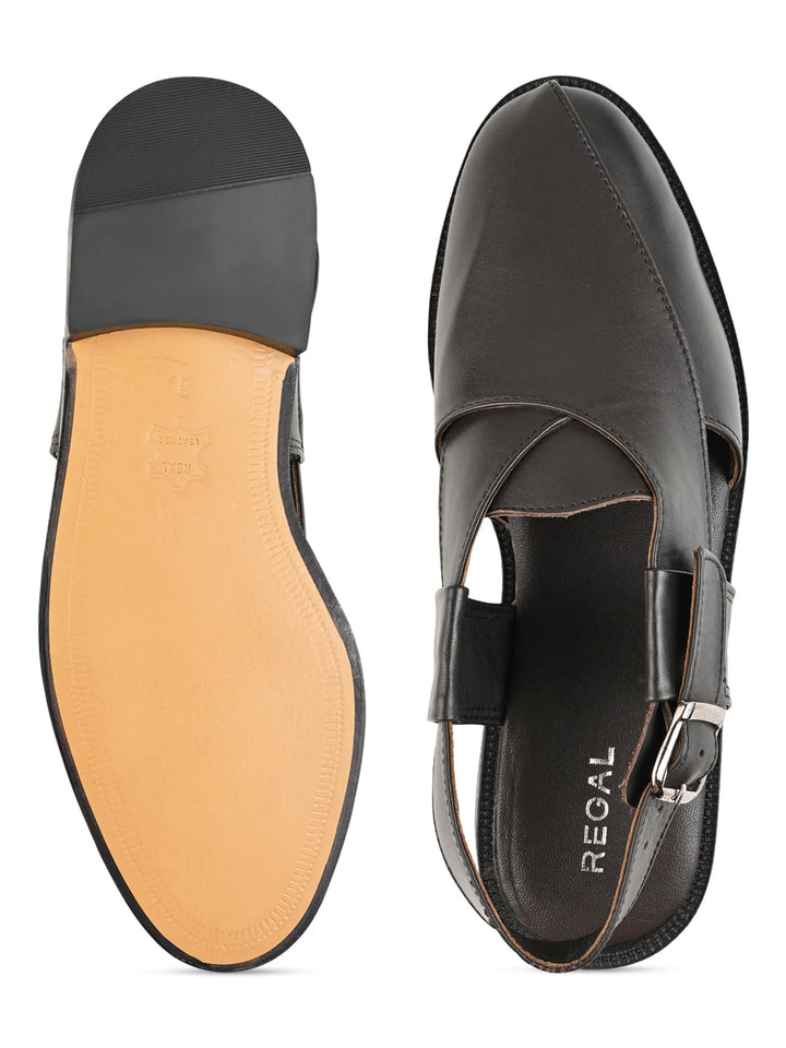 Regal Brown Men Leather Slip On Sandals